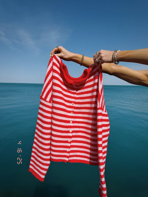 Coco Cutie Cardigan // Red & Pink Stripe